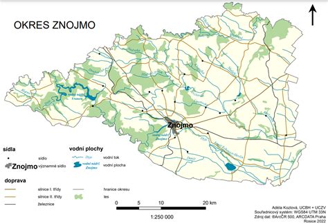 Mapa historickej oblasti Znojma a pestovania uhoriek