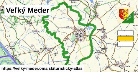 Mapa regiónu Veľký Meder s ikonami lokálnych produktov