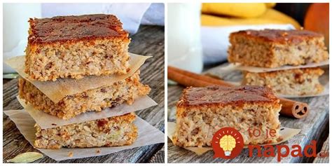 Jablkovo-banánový koláč s ovsenými vločkami na drevenej doske