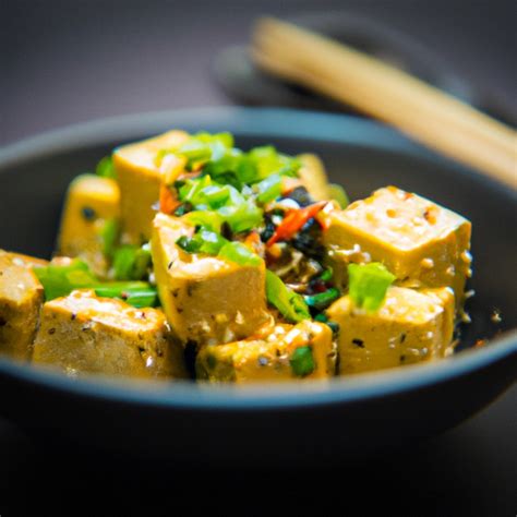 Tofu s čerstvou bazalkou na drevenej doske