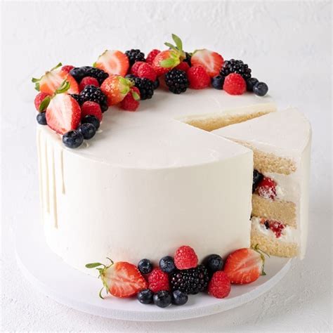 Variety of fresh berries on a cake