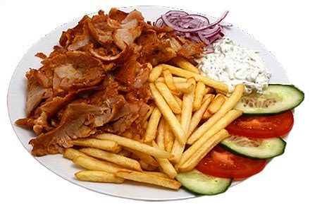 Kompletný grécky gyros s hranolkami a zeleninou