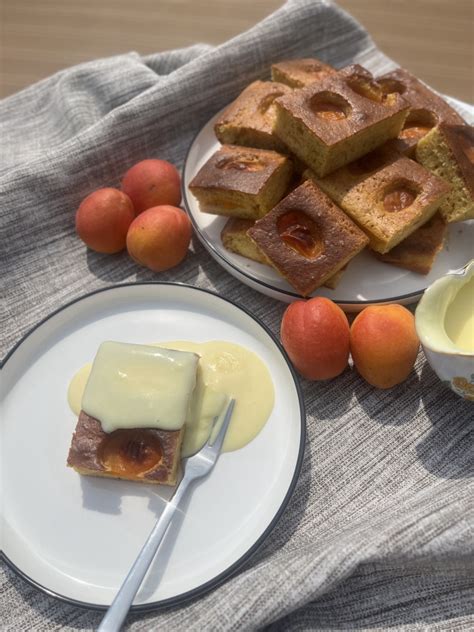 čerstvo upečená marhuľová bublanina s pudingom