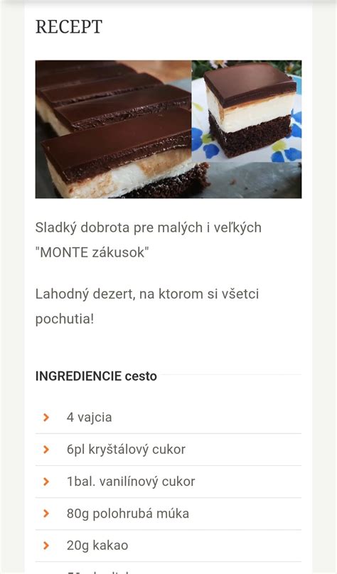 Základné ingrediencie pre vrstvený dezert