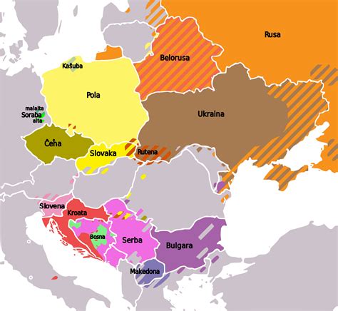 Mapa slovanských krajín s uchovanými tradíciami