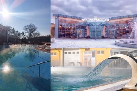 Koláž fotografií rôznych termálnych kúpalísk v Nitrianskom kraji