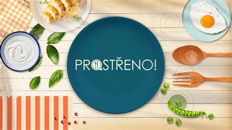 Logo relácie Prostřeno a pätica súťažiacich