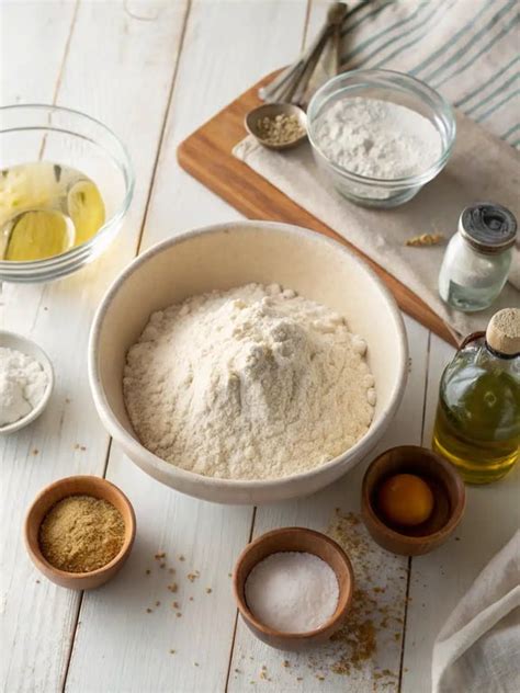 Ingrediencie na cesto: múka, olej, ocot, voda, soľ