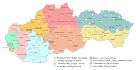 Mapa rozšírenia rusínskeho obyvateľstva na Slovensku