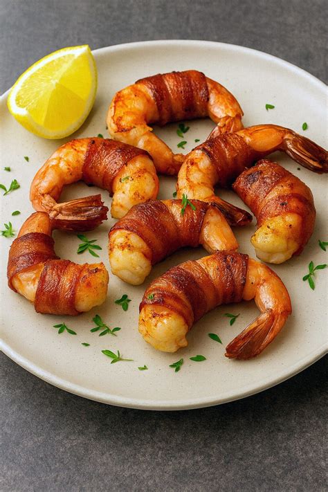 Hotové krevety v slaninovom kabátiku z teplovzdušnej fritézy