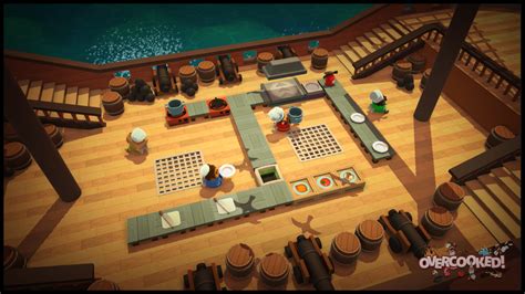 Scéna z hry Overcooked! s chaotickým varením