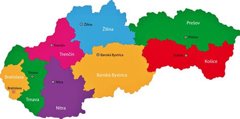 Mapa Slovenska s vyznačenými regiónmi produkcie syrov