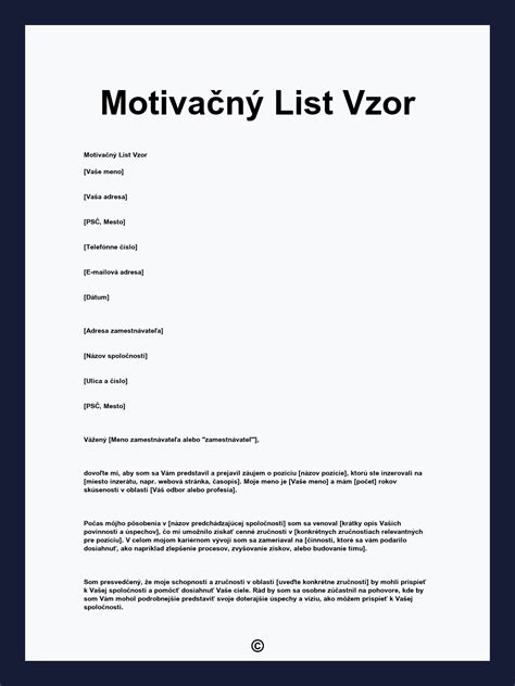 Checklist pre motivačný list