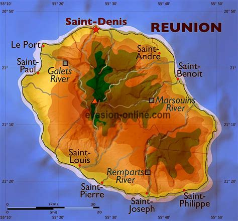 Mapa ostrova Réunion