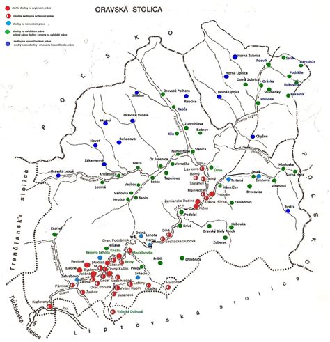 Mapa Oravského regiónu s vyznačenými miestami kulinárskych podujatí