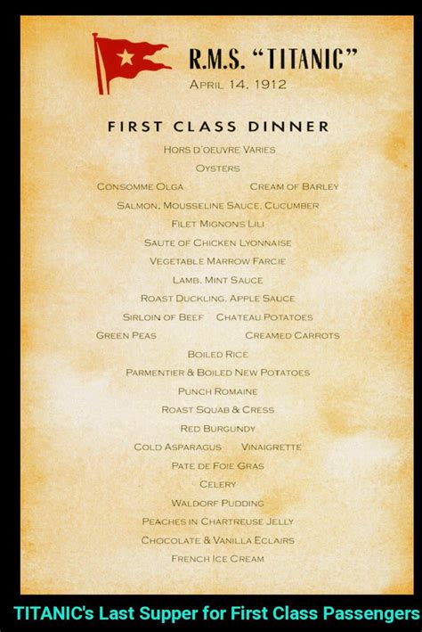 Titanic menu s pudingom