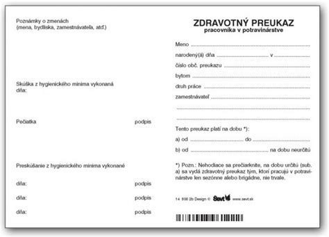 Zdravotný preukaz a certifikát o odbornej spôsobilosti