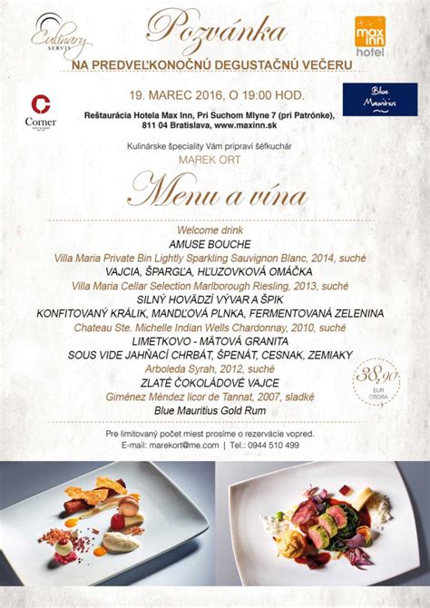 Ukážka degustačného menu v reštaurácii