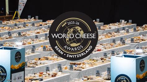 Logo World Cheese Awards a ukážka víťazných syrov