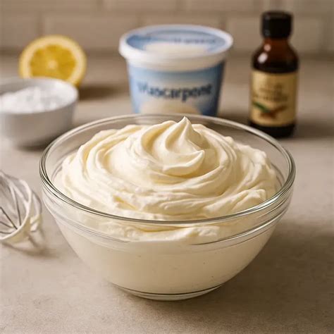 Ingrediencie na mascarpone krém so šľahačkou