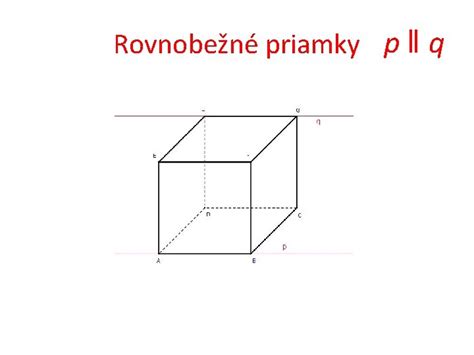 Schematické znázornenie rôznobežných a mimobežných priamok