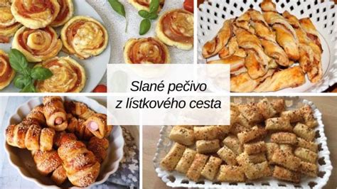 Koláž rôznych slaných rolád z lístkového cesta