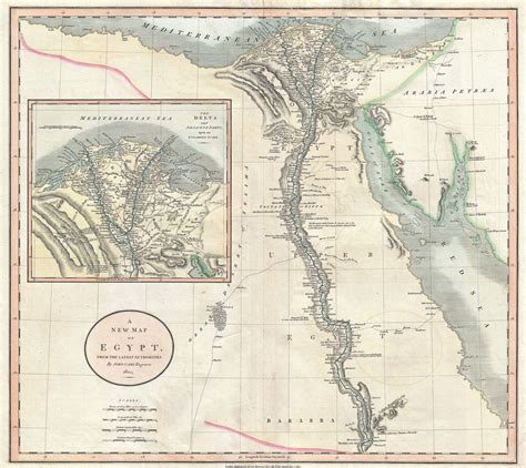 Mapa Egypta s vyznačenými archeologickými náleziskami