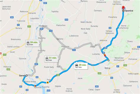 Mapa Serede s označenými reštauráciami s denným menu
