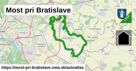 Mapa Most pri Bratislave s vyznačenými obchodmi a službami