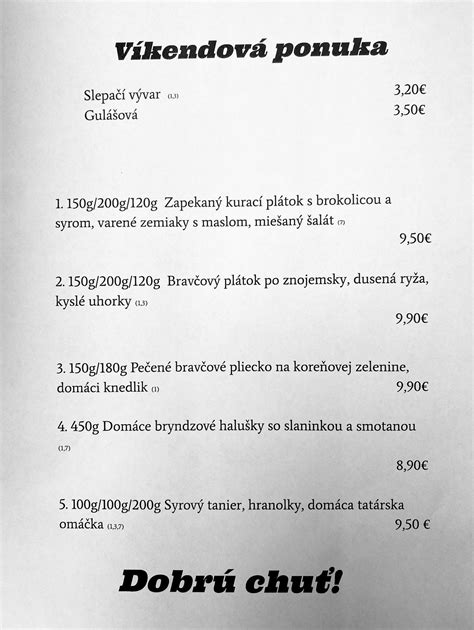 Ukážka rozmanitých jedál z Ashko jedálneho lístka