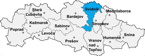 Mapa okresov Svidník a Stropkov
