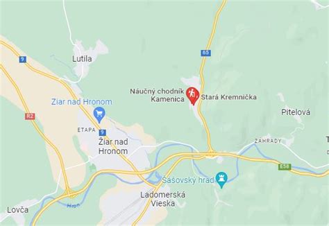 Mapa oblasti Starej Kremničky a Kremnických Baní
