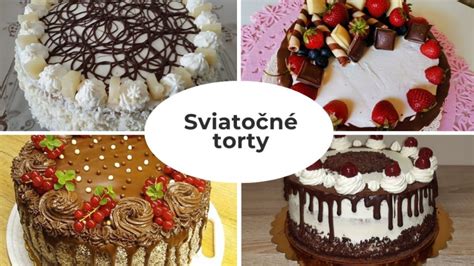 Koláž klasických tort: čokoládová, ovocná, orechová