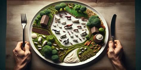 Ilustrácia rôznych vegetariánskych jedál na tanieri