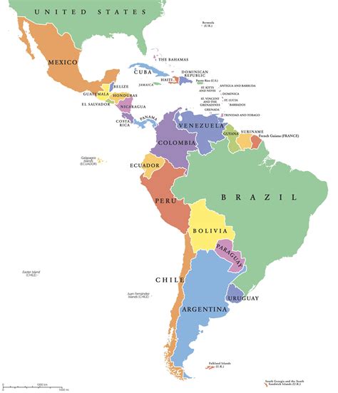 Mapa Latinskej Ameriky s vyznačenými kulinárskymi regiónmi