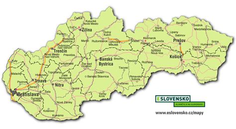 Mapa Slovenska s vyznačenými mestami Žilina, Liptovský Mikuláš a Žiar nad Hronom