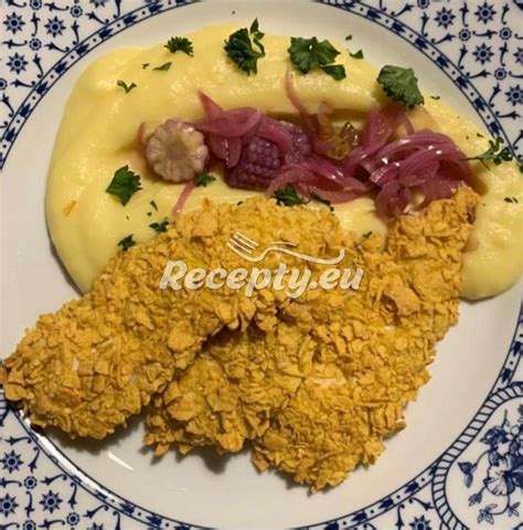 Schéma krokov prípravy kuracích kúskov v cornflakes.