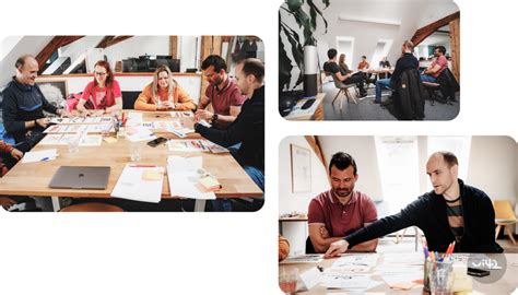 Ilustrácia skupiny ľudí na workshope s počítačmi