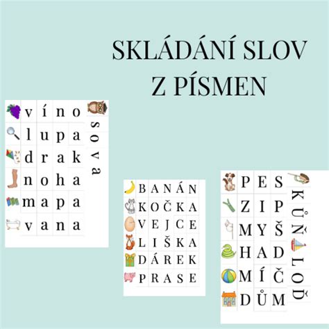 Infografika: Príklady tvorby slov z písmen