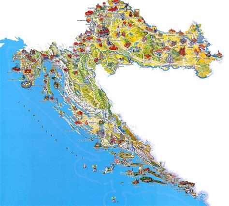Mapa Chorvátska s vyznačenými regionálnymi rozdielmi v cenách