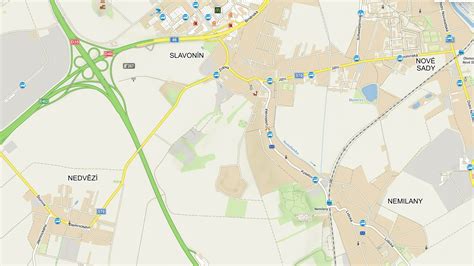 Mapa okolia Mostovej Pekárne s vyznačenými ulicami a budovami