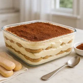 Detail tiramisu s vrstvami krému a kakaa