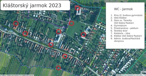Mapa Klastora pod Znievom s vyznačenými reštauráciami