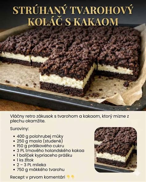 strúhaný tvarohový koláč v plechu