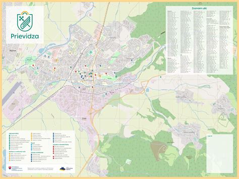 Mapa Prievidze a okolia