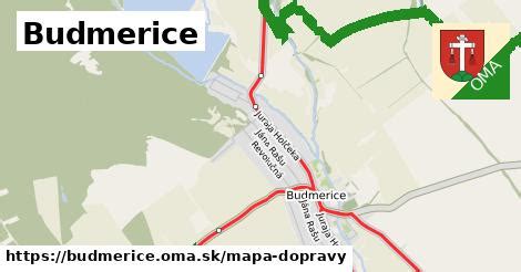 mapa obce Budmerice s vyznačenými predajňami potravín