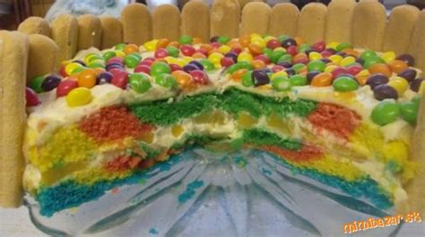 Dúhová Skittles torta
