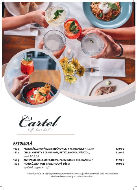 Esteticky príťažlivý jedálny lístok