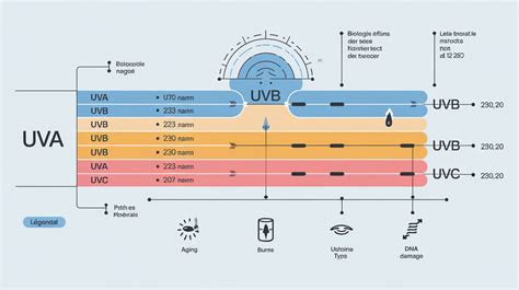 Schéma pôsobenia UVA a UVB lúčov na pokožku