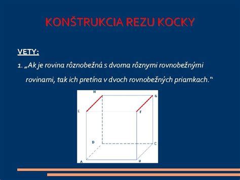 Konštrukcia rezu kocky rovinou HPQ